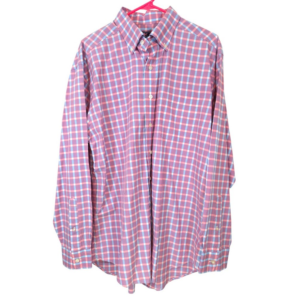 Pink Gingham Plaid Button-Down LS Murray Shirt L
